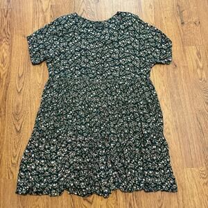 Nostalgia Green Floral short sleeve vintage baby doll dress small shoulder pads